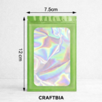 Premium Lite Green Holographic Resealable Zip Lock Pouches