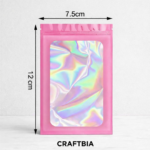 Premium Pink Holographic Resealable Zip Lock Pouches
